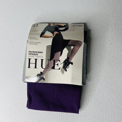 NWT Hue Microfiber Opaque Luxe Tights Size 1 Eggplant Purple 1 Pair Pack