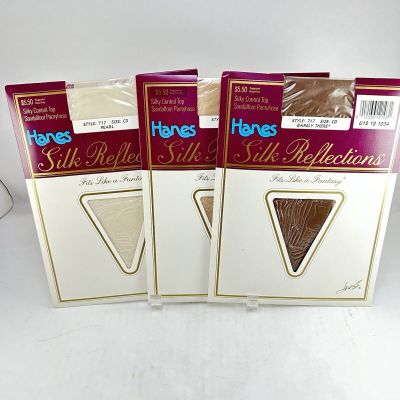 Vtg Hanes Silk Reflections Pantyhose Barely There Pearl CD Style 717 3 Packages