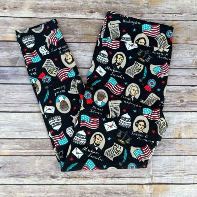 USA Flag Washington DC Lincoln Tubman Women's Leggings TC Plus Size 12-20