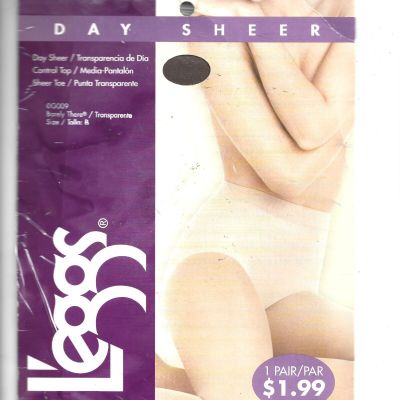 New L'eggs Day Sheer Control Top Sheer Toe Pantyhose,Barely There,Size B