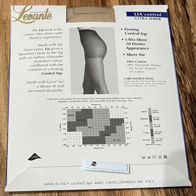 Levante Sz 2 Medium Naturel Classic Ultra Sheer Control Top Pantyhose