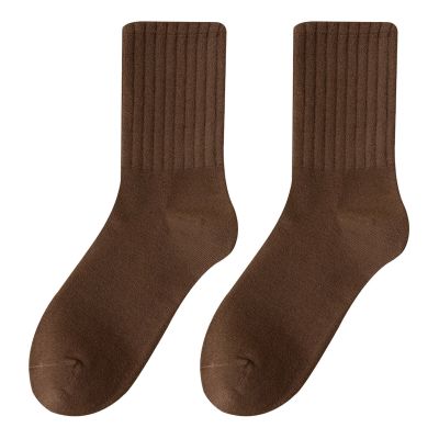 Women Solid Color Socks Mid Tube Autumn And Qinter All Long Tube Pure Cotton