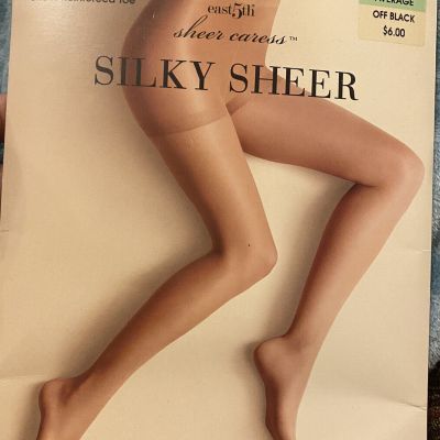 Sheer Caress Silky Sheer Pantyhose Satiny Control Top Average Size Off Black JCP