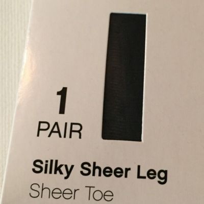 Hanes Body Shaper Pantyhose B Style Essentials Black Silky Sheer Leg Sheer New