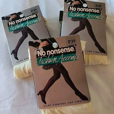 No Nonsense Size B Ivory Set Of 3 Silky Control Top Tights ????  Hosiery