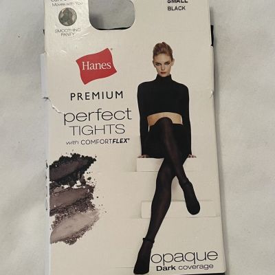 NEW Hanes Premium Women's Perfect Opaque Tights Dark Black Size Small
