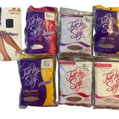 LOT of Just My Size Silky Sheer pantyhose Collection NOS 4X Variety Nylons