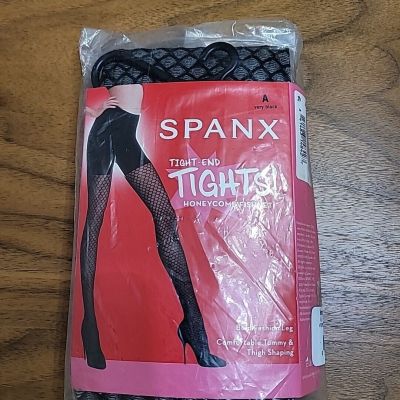 Spanx Size A Honeycomb Fishnet Tight End  Tights Body Shaping Very Black New