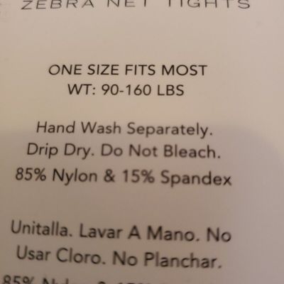 Prima Valentina Zebra Net Tights Size One Size Fit Most 71054 Fancy Nylons