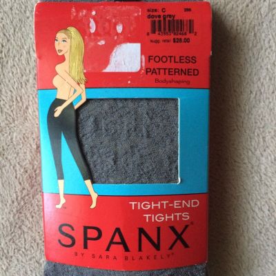 SPANX sz C  Dove Grey Footless Patterned Tight End Tights Style 298 NWT