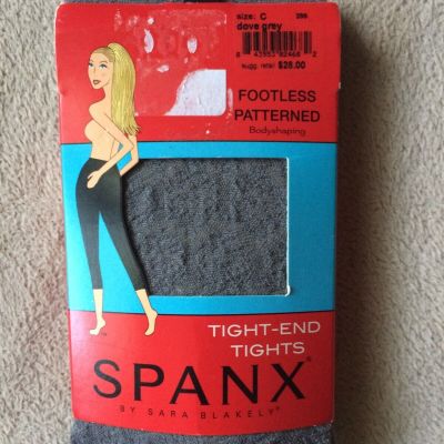 SPANX sz C  Dove Grey Footless Patterned Tight End Tights Style 298 NWT