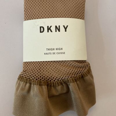 BRAND NEW DKNY Fishnet Thigh High Size SMALL/Medium Color Nude DYS028 95-150lbs