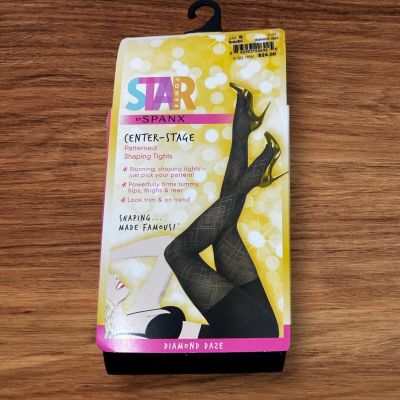 Spanx Star Power Black Center Stage Patterned Shaping Tights Size D New in Box