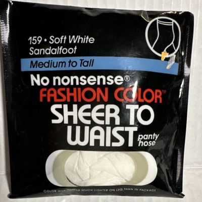 No Nonsense Fashion Color Sheer Nylon Pantyhose White Medium to Tall USA