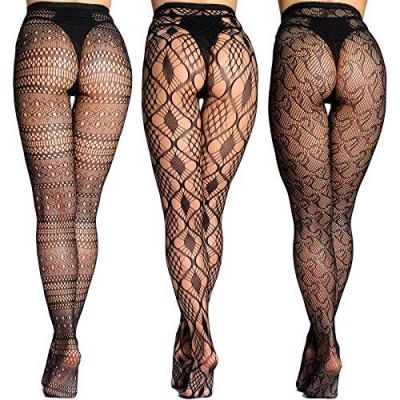 HONENNA Patterned Fishnets Tights Black Pantyhose Stockings for Women 6 Pairs...