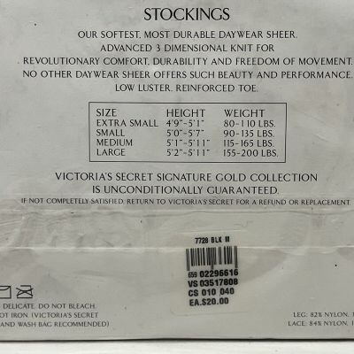 Victoria's Secret Signature Gold Collection Sheer Seduction Stocking Black Med
