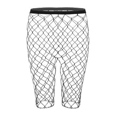 US-Sexy Women Footless Leggings Stockings High Waist Fishnet See-through Pants