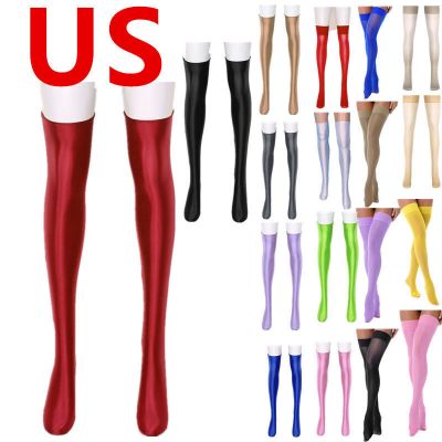 US Women's  StockingsShiny Oil Pantyhose Tights Stay Up Silk Lingerie for Dating