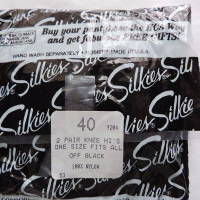 Silkies Knee Hi's Stockings One Size Off Black  2 pair in a package #40