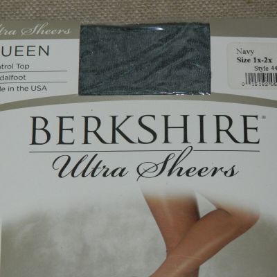 Berkshire Queen Pantyhose Size 1X-2X Ultra Sheer Control Top Navy Cream Black