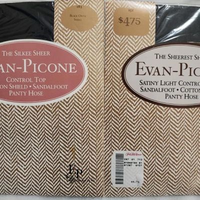 Evan Picone Sheerest + Silkee Sheer Black Onyx Control Top Sandalfoot Panty Hose