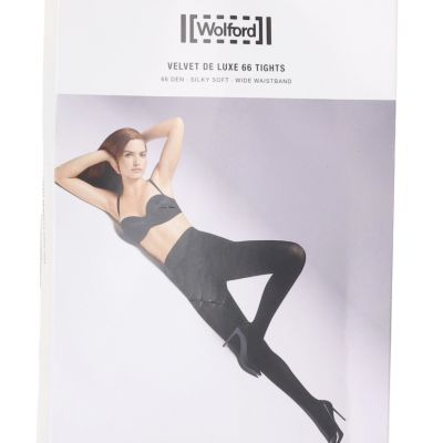 Wolford L118801 Black Velvet De Luxe 66 Grey Tights Women's Size XS