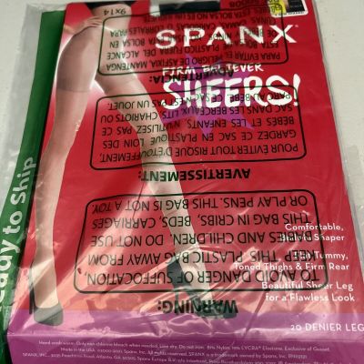 Spanx Womens Comfortable Shaping Full Length Sheers Tights Solid Black Size B
