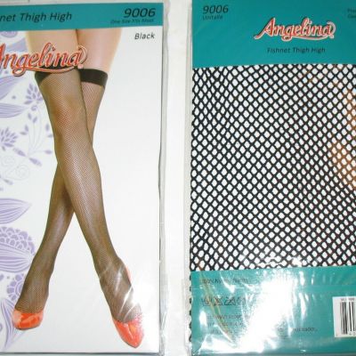 ANGELINA - NEW - BLACK - FISHNET THIGH HIGH STOCKINGS - ONE SIZE