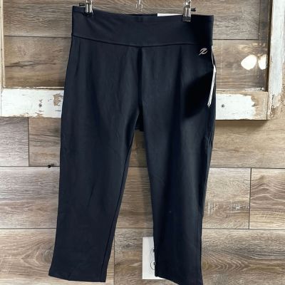 Energy Zone Classic Fit Crop Leggings Workout Pants Size Large Deep Black NWT