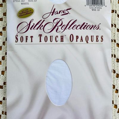 Hanes Silk Reflections Queen E-F White Control Top Soft Touch Opaques Pantyhose