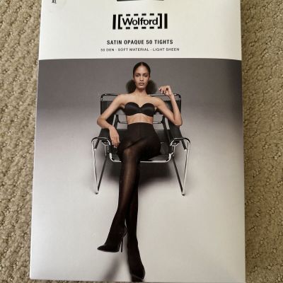 Wolford Satin Opaque 50 Tights, XL, Admiral