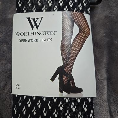 New Worthington Black Open Work S/M Stretch Tights