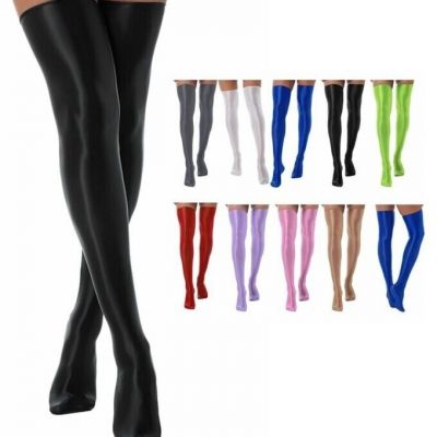 Womens Thigh High Lady Over Knee Socks High Elastic Stockings Glossy Lingerie