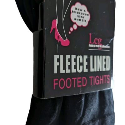 LEG IMPRESSIONS Black Fleece Lined Footed  Tights~Plus Size 1X 2X. NIB FREE SHIP