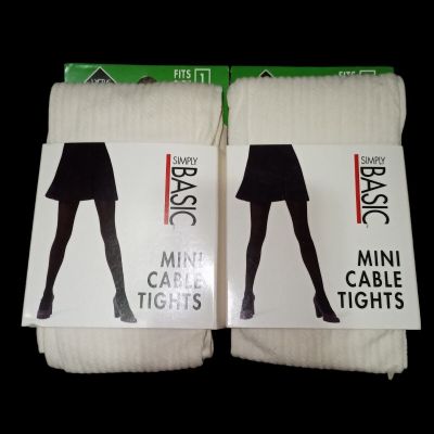2 Pack Vintage 2001 Simply Basic Cream Mini Cable Tights Size 1 Small