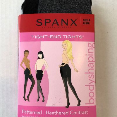 SPANX Patterned Heathered Contrast Tight-End-Tights Black Gray NWT $32