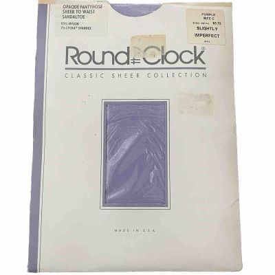 Round The Clock Purple Pantyhose Sheer Control Top  Size C Opaque Sandaltoe New