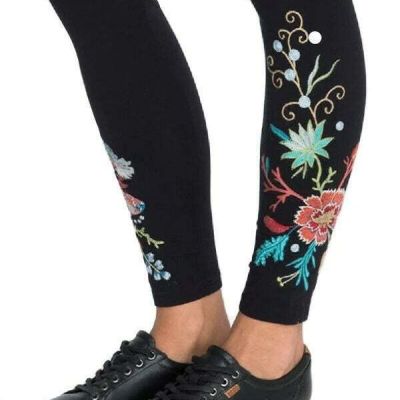 Johnny Was Ariel Legging Black XXL Embroidery Only 1 NEW
