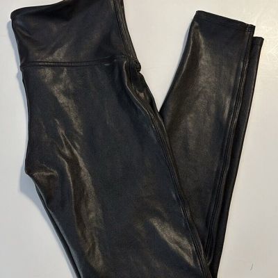 SPANX High Waist Faux Leather Leggings in Black Glossy XL