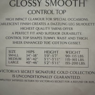 NIP!! Size L Victoria's Secret Pebbl Signature Gold Glossy Control Top Pantyhose