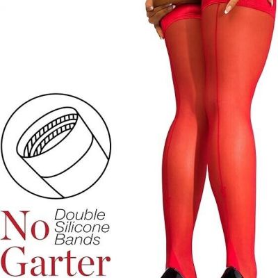 sofsy Red Back Seam Thigh High Stockings 20 Denier Made In Italy Serena-Mae 5 XL