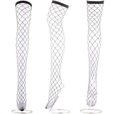 New Women Hollowed-out Mesh Hot-fix Rhinestone Knee Stockings Sexy Fishnet Socks