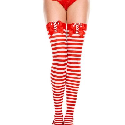 Red and White Candy Cane Thigh High Stockings Ravewear Pride Festival