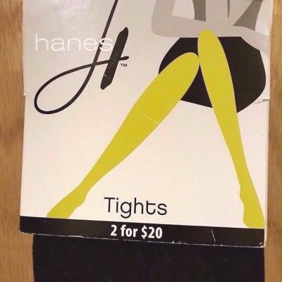 HANES Black Vertical Textured Control Top Tights 0B405, Size Small - MSRP $12
