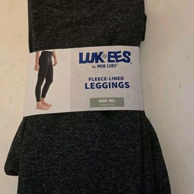 Muk Luks LUK-EES  -M/L Gray Fleece Lined Leggings New