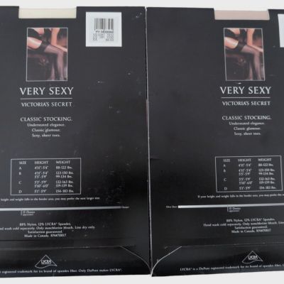 (2) Victoria's Secret Very Sexy Classic Stockings FAIR & IVORY Size C 15 Denier