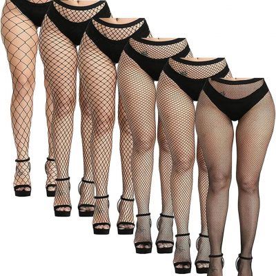 6 PCS Black Fishnet Stockings for Women, High Waist Fish Nets Tights Pantyhose
