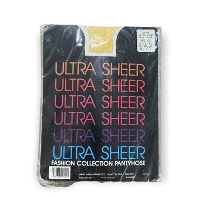 Vintage Ultra Sheer Fashion Collection Pantyhose One Size - Yellow