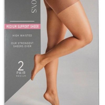 Silk Impressions Pantyhose Med Support Sheer 4 All day 2-Pack XXL Cocoa