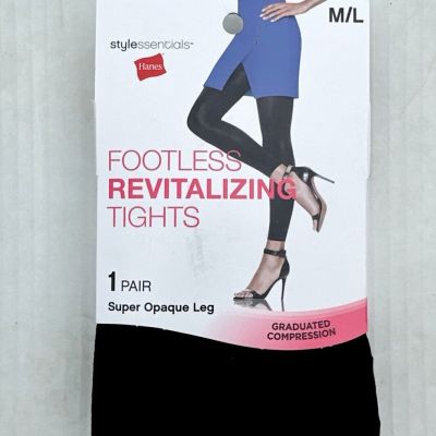 Hanes Style Essentials Footless Compression Tights Super Opaque Size M/L